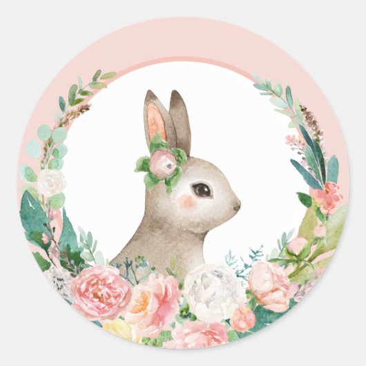 Mooie bos bosdieren - Little Bunny Ronde Sticker (Voorkant)