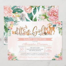 Mooie bos bosdieren meisje baby shower