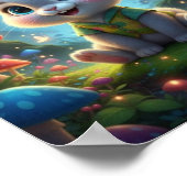 Mooie Bos Konijn Bloem Fantasy Poster (Hoek)