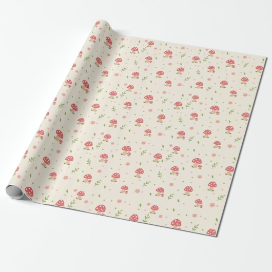 Mooie bos paddenstoel inpakpapier (Uitgerold)