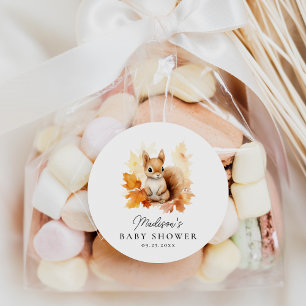 Mooie Bosachtige Eekhoorn Herfst Baby Shower Ronde Sticker