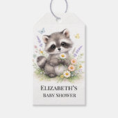 Mooie bosbaby wasbeer babyshower bedankt cadeaulabel (Voorkant)