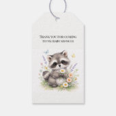 Mooie bosbaby wasbeer babyshower bedankt cadeaulabel (Achterkant)