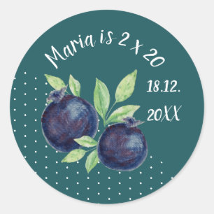 Mooie Bosbessen Aquarel Handgeschilderd Ronde Sticker