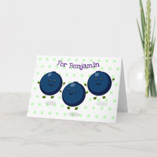 Mooie bosbessen illustratie paars cartoon kaart