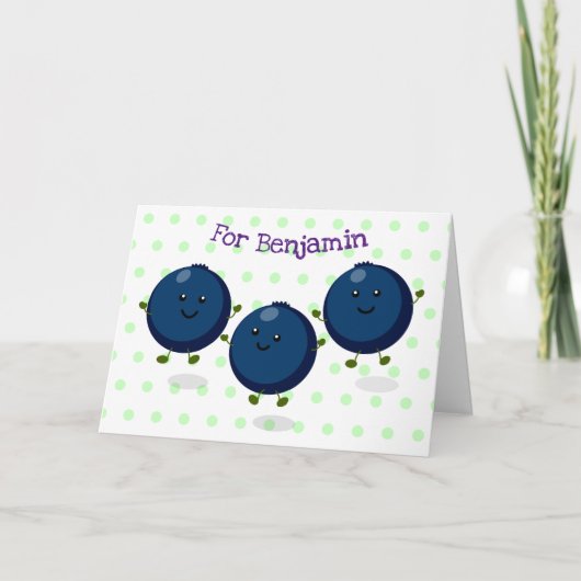 Mooie bosbessen illustratie paars cartoon kaart (Voorkant)