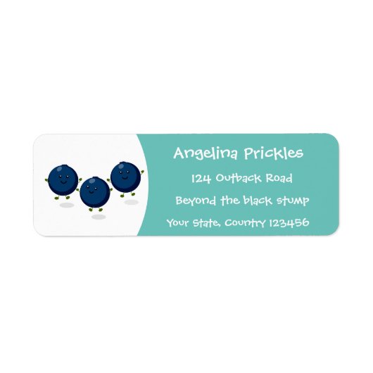 Mooie bosbessen paarse illustratie van de cartoon etiket (Voorkant)