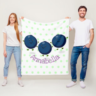 Mooie bosbessen paarse illustratie van de cartoon fleece deken