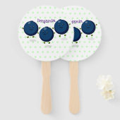 Mooie bosbessen paarse illustratie van de cartoon handwaaier (Voorkant en achterkant)