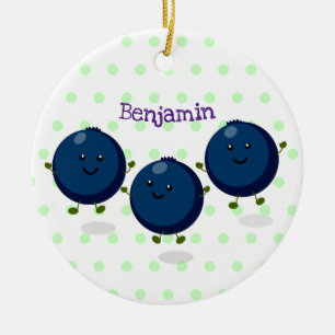 Mooie bosbessen paarse illustratie van de cartoon keramisch ornament