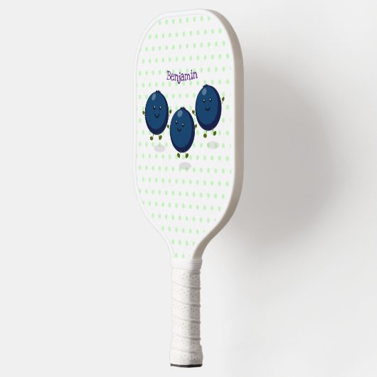 Mooie bosbessen paarse illustratie van de cartoon pickleball paddle (Links)