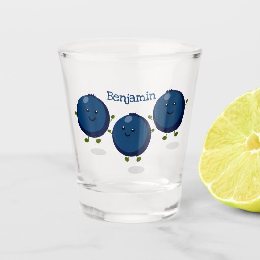 Mooie bosbessen paarse illustratie van de cartoon shot glas (Voorkant)