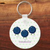 Mooie bosbessen paarse illustratie van de cartoon sleutelhanger (Voorkant)