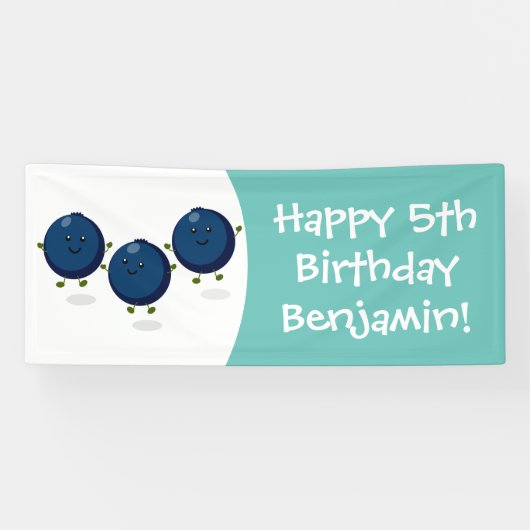 Mooie bosbessen paarse illustratie van de cartoon spandoek (Horizontaal)