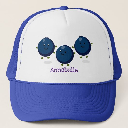 Mooie bosbessen paarse illustratie van de cartoon trucker pet (Voorkant)