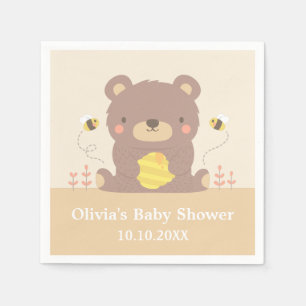 Mooie bosbruine beer babyshower papieren servetten