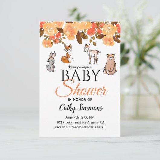 Mooie bosdieren baby dieren  | Baby Shower Kaart (Staand voorkant)