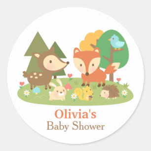 Mooie bosdieren baby shower feest labels