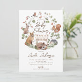 Mooie bosdieren baby shower uitnodiging (Staand voorkant)