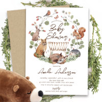 Mooie bosdieren baby shower uitnodiging