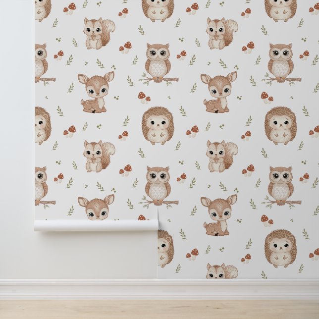 Mooie Bosdieren Behang voor de Kinderkamer (Applicatie)