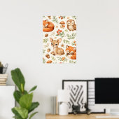 Mooie Bosdieren en Bessen Patroon Poster (Thuiskantoor)