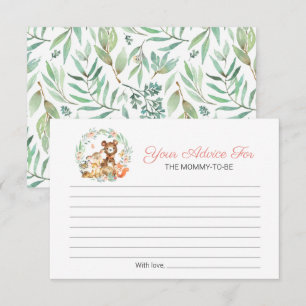 Mooie bosdieren groene baby shower advies kaart