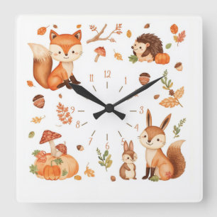 Mooie bosdieren Herfst wandklok met vos