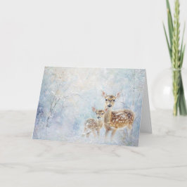 Mooie bosdieren Herten in sneeuw begroeting Kaart