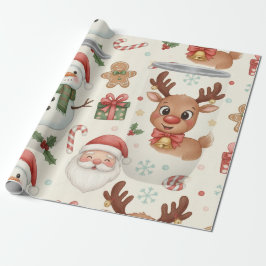 Mooie Bosdieren Kerst Inpakpapier