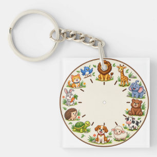 Mooie bosdieren kinderkamer klok sleutelhanger