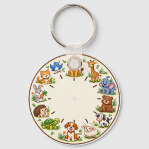 Mooie bosdieren kinderkamer klok sleutelhanger