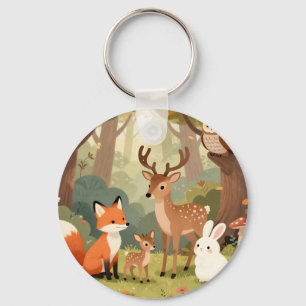 Mooie Bosdieren Nursery Scène Sleutelhanger