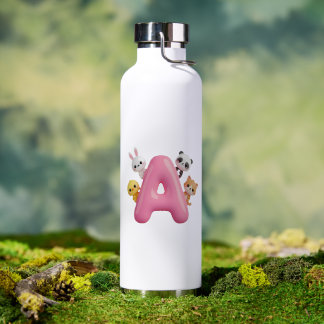 Mooie bosdieren Roze ballon Letter A Kinderen Waterfles