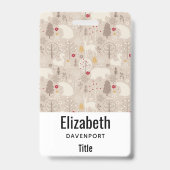 Mooie bosdieren Scandinavisch patroon Badge (Achterkant)