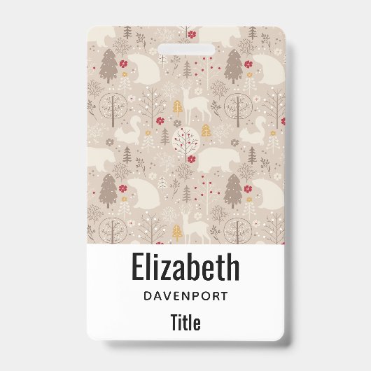 Mooie bosdieren Scandinavisch patroon Badge (Voorzijde)