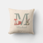 Mooie bosdieren vrienden monogram initiaal kussen (Voorkant)