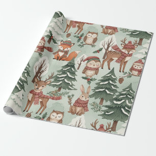Mooie bosdieren winter bos patroon cadeaupapier