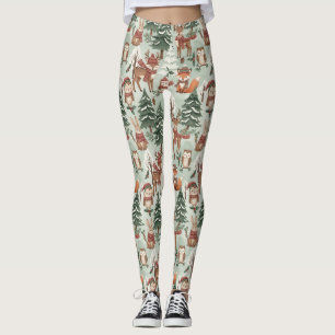 Mooie bosdieren winter bos patroon leggings