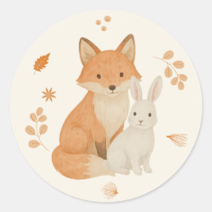 Mooie bosdiersticker – Vos & Konijn Baby S Ronde Sticker