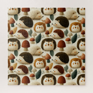 Mooie bosegel en paddestoelpatroon legpuzzel