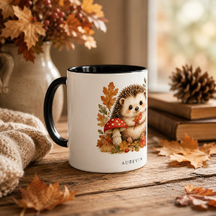 Mooie boseggel watercolor mok met herfstthema