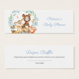 Mooie bosgroene baby shower luierraffle mini visitekaartjes