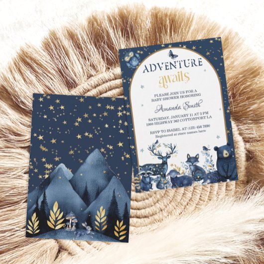 Mooie bosnacht Dieren Avontuur Baby Shower Kaart