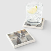 Mooie Boston Terrier gepersonaliseerd Stenen Onderzetter (Zijkant)