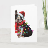 Mooie Boston Terrier-hond Grappige Kerstcadeaus Kaart (Voorkant)