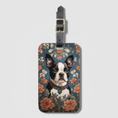 Mooie Boston Terrier William Morris Geïnspireerd Bagagelabel (Voorkant (verticaal))