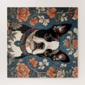 Mooie Boston Terrier William Morris Geïnspireerd Legpuzzel (Horizontaal)