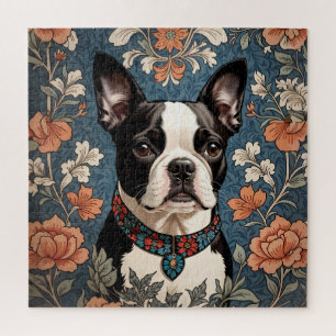 Mooie Boston Terrier William Morris Geïnspireerd Legpuzzel