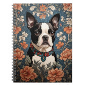Mooie Boston Terrier William Morris Geïnspireerd Notitieboek (Voorkant)